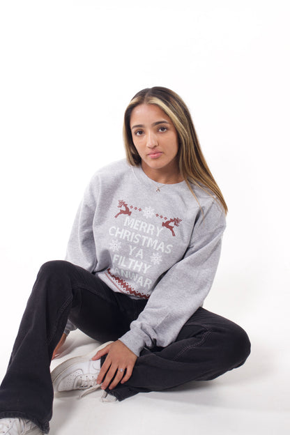 MERRY CHRISTMAS YA FILTHY JANWAR  - GREY  SWEATSHIRT