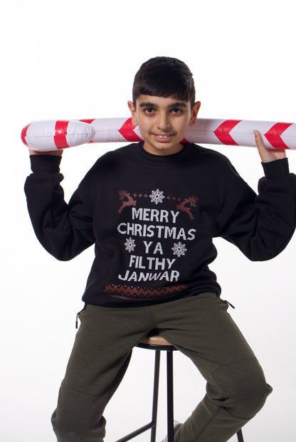 MERRY CHRISTMAS YA FILTHY JANWAR  - BLACK SWEATSHIRT