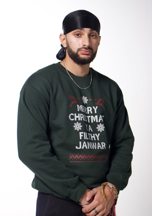 MERRY CHRISTMAS YA FILTHY JANWAR  - GREEN  SWEATSHIRT